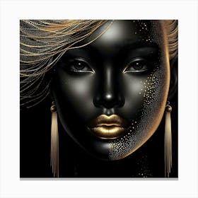 Black Woman With Gold Makeup 6 Canvas Print