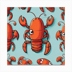 Cartoon Lobsters Canvas Print