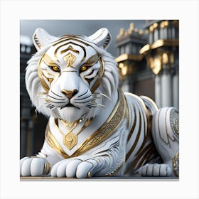 White Tiger Statue Canvas Print