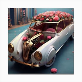 Car With Flowers Canvas Print