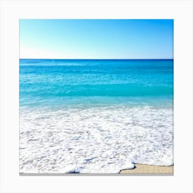 Crystal Clear Turquoise Waters Gently Lap Upon A Sun Drenched Undisturbed Sandy Beach With A Prist (6) Canvas Print