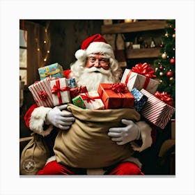 Santa Claus With Presents Canvas Print