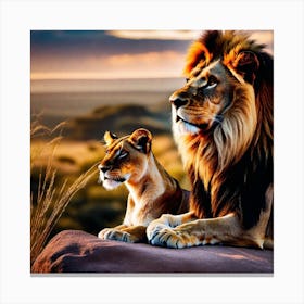 Lion And Cub 1 Canvas Print