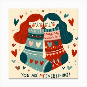 You Are My Everything - socks pair Canvas Print