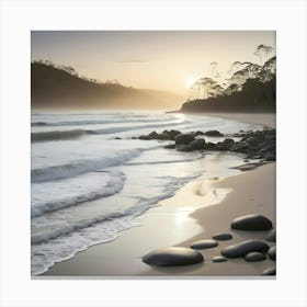 Beach At Sunset 1 Canvas Print