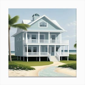 Beach House Art Print Canvas Print