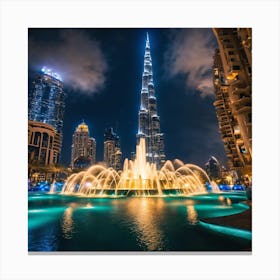 Dubai At Night  Canvas Print