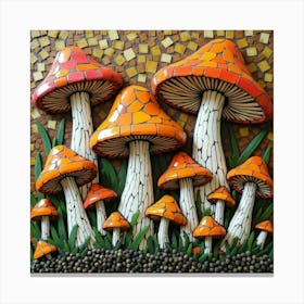 Flux Dev Vibrant Mosaic Art Depicting A Whimsical Mushroom Pat 3 Canvas Print