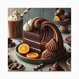 Chocolate wave and orange caramel 1 Canvas Print