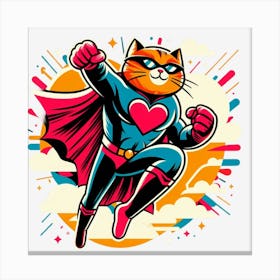 Valentine's Day Lovely Cat Superhero 22 Canvas Print