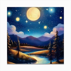 Night Sky With Stars Canvas Print