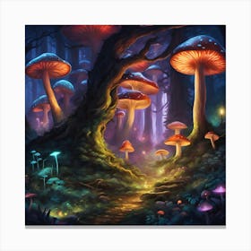 A Fantasy Mushroom Forest Canvas Print