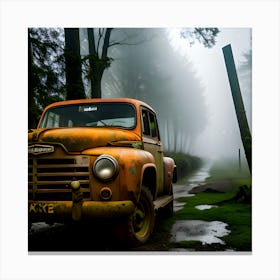 Old Truck In The Fog 3 Canvas Print