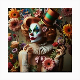 Clown With Flowers 7 Canvas Print