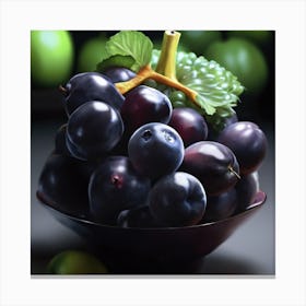 Black Grapes In A Bowl Canvas Print