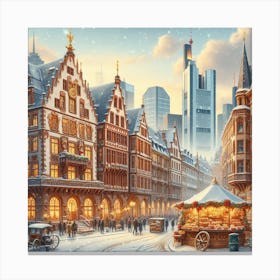 Christmas Market In Frankfurt Canvas Print