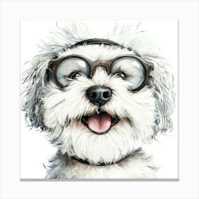 Dog With Glasses 65 Canvas Print