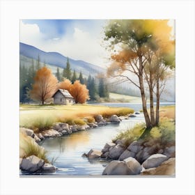 Watercolor Landscape Painting 2 Canvas Print