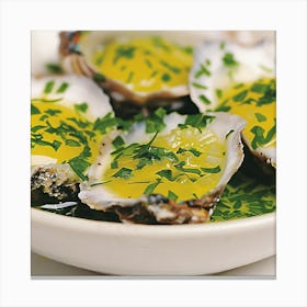 Oysters With Lemon Canvas Print