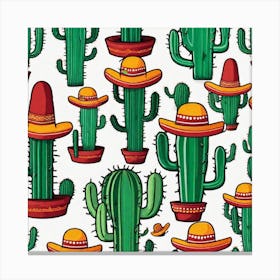 Mexican Cactus Pattern Canvas Print