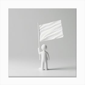 White Man Holding A White Flag 1 Canvas Print