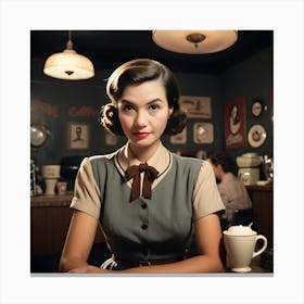 Girl In A Cafe Canvas Print