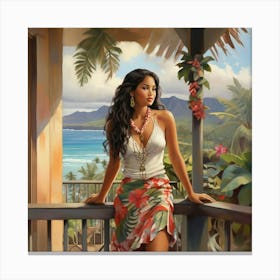 Hawaiian Girl art print 4 Canvas Print
