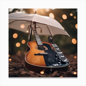 Guitar Under An Umbrella Canvas Print