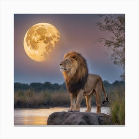 465271 Le Lion Boit De L’Eau Dans La Nature Avec Une Gran Xl 1024 V1 0 Canvas Print