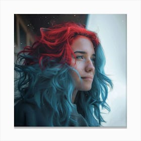 Blue And Red Hair Canvas Print