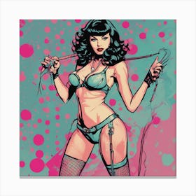 Betty Page Pop Art Whip Dotted Dominatrix Canvas Print