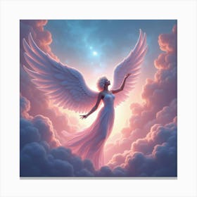 Angel Casting Light In A Glowing, Pastel Colored World 1 Canvas Print