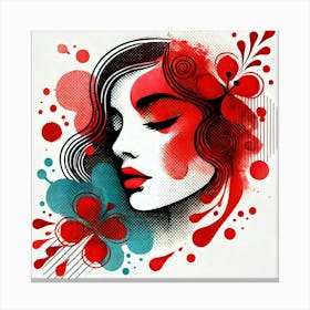 watercolour paint splash of a girl portrait 3 Canvas Print