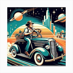 Man Driving A Car Canvas Print