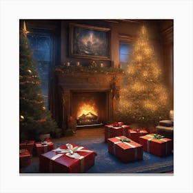 Christmas Tree In The Living Room 87 Canvas Print