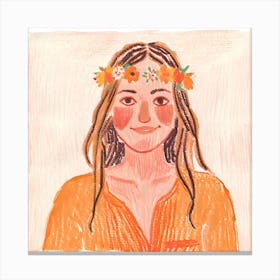 Girl With Flower Crown Canvas Print