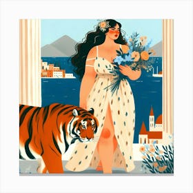 Aphrodite And The Tiger Canvas Print