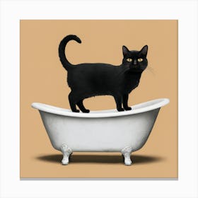 Black Cat In Bathtub 3 Canvas Print