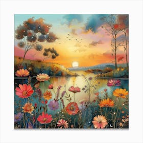 Sunset By The Lake 1 Canvas Print