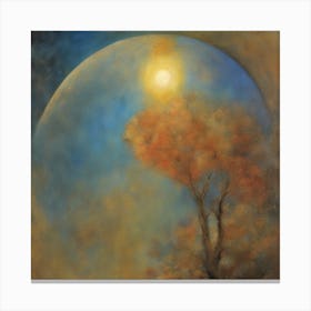 Moon And A Tree Canvas Print