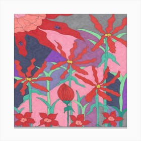 Red Flower Drawing Canvas Print