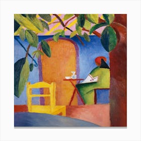 Woman Sitting At A Table Canvas Print