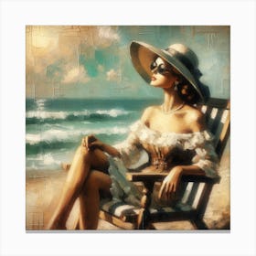 Woman On The Beach Art Print Canvas Print