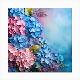 Abstract Hydrangeas On Blue Background Canvas Print