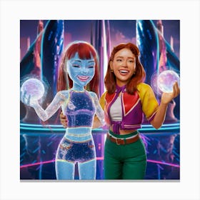 Girl And Avatar Canvas Print