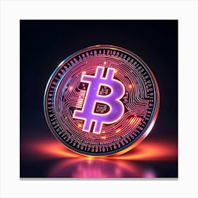 Bitcoin Symbol On A Black Background Canvas Print