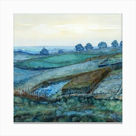 Landscape Near Arnhem Background, Oil Painting, Piet Mondrian Canvas Print