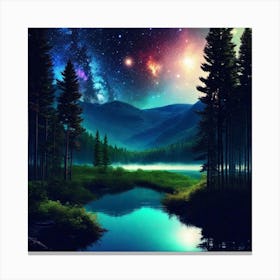 Night Sky In The Forest 2 Canvas Print