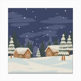 Winter Night Scene Canvas Print
