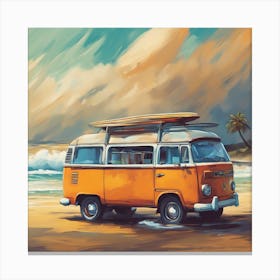 Vw Bus On The Beach 2 Canvas Print